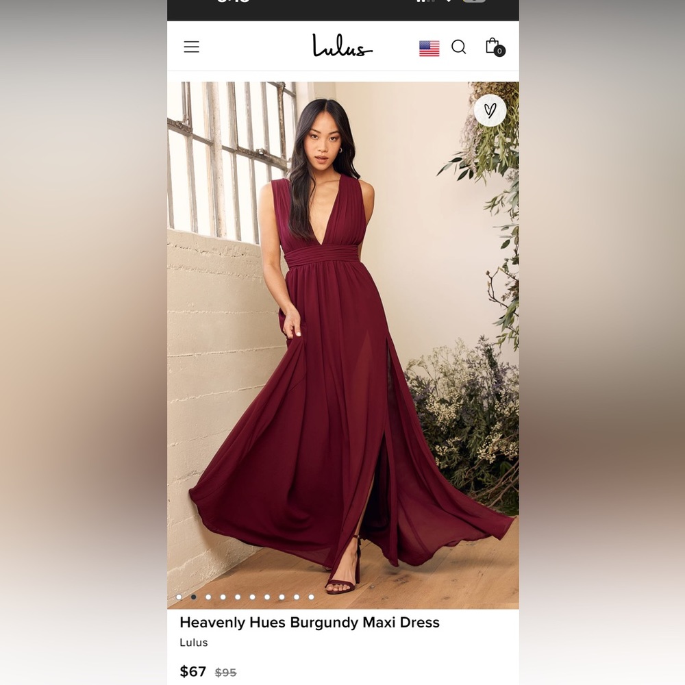 Lulu’s Heavenly Hues Burgundy Maxi Dress
